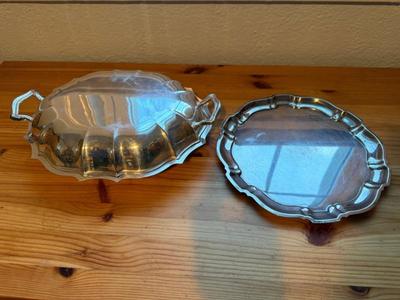 Silverplate Tray & Covered Dish 