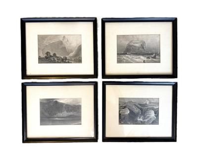 Set Of Four Antique Engravings "Picturesque Europe" - Dramatic Landscapes Group 2 Of 3 
