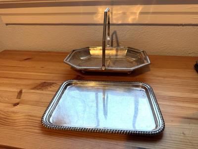 Silverplate Tray & Bridal Basket 