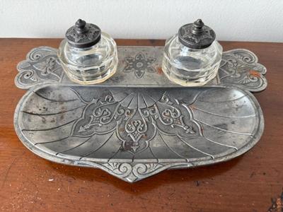 Art Nouveau Inkstand With Two Inkwells