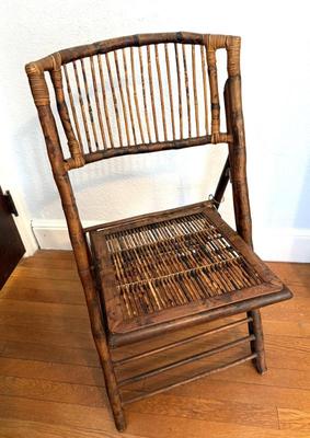 Folding Antique Burnt Bamboo Chair 