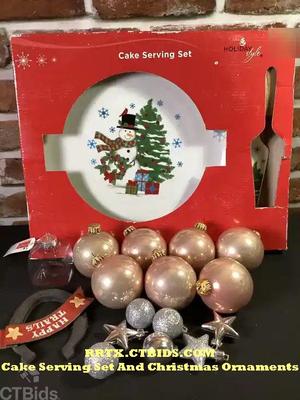 Cake serving set and christmas ornaments rrtx ctbids.com
