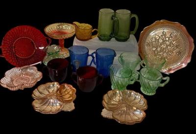 DM514 - Vintage Depression, Glass Cups, Plates, and Serving Pieces