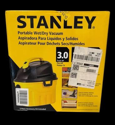 DS504 - Stanley Portable Wet/Dry Vacuum 3.0 Gallon, Brand New