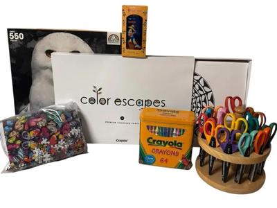 DM502 - Arts and Craft Lot: Coloring, Pages, Crayons, Markers, Pencils, and Craft Scissors