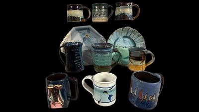 DM100 - Artisan Ceramic Mugs & Plates - Mugs 4" - 5", Plates 7 3/4" and 9" Diameter