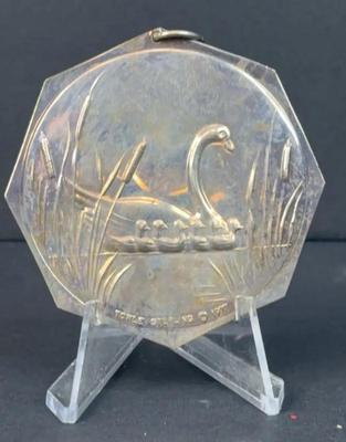 1977 towle sterling silver x mas ornament 7 swans swimming