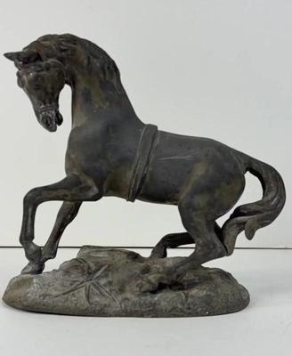 Cast metal horse sculpture