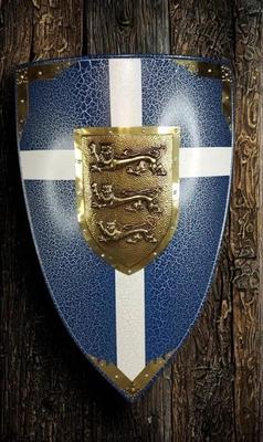 Replica knight templar steel shield 3 lions brass plate