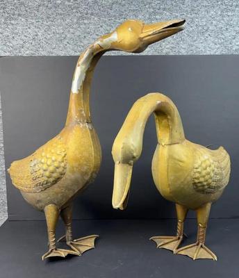 Large metal goose statues