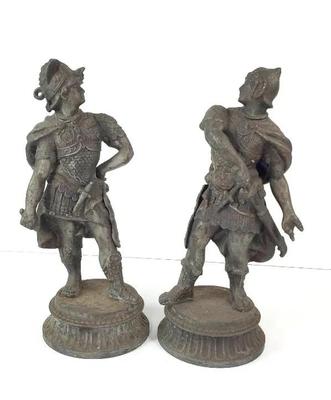 Vintage metal roman warrior conquistador soldier figures 2)