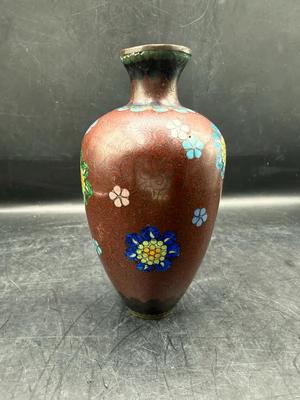 Antique Japanese Meiji Cloisonné Floral Vase