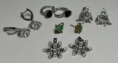 925 China Silver Earrings & Snowflake Pendants