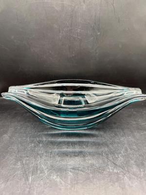 Signed Caesar Crystal Bohemiae Misa Azur Art Glass Bowl