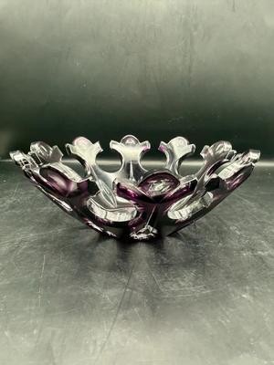 Signed Bohemian Czech Crystal “Corona” Berry Bowl