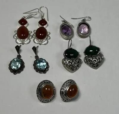 Gemstone & Silver Earring Sets