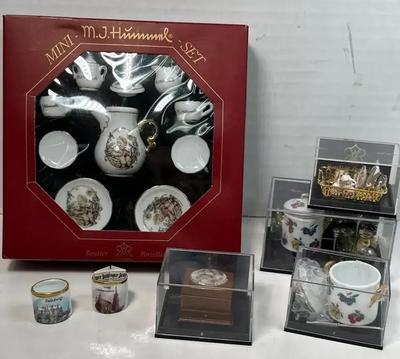 Reutter MJ Hummel Mini Tea Set & Porcelain Miniatures 