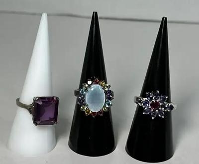 Multi Gemstone & Silver Cocktail Rings