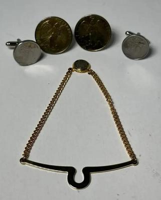 Guardian Angel & Coin Themed Men’s Cuff & Tie Chain