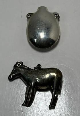 Southwest Pot & Donkey Silver Pendants 