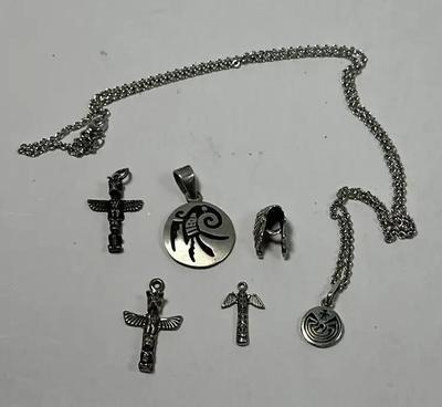 Native American Themed Silver Pendants & Necklace