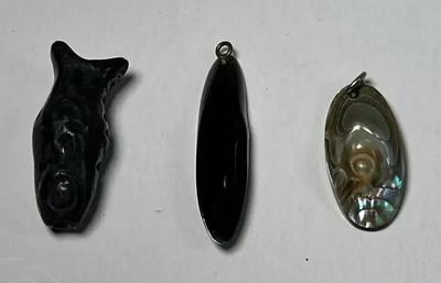 Abalone & Carved Irgizite Stone Pendants