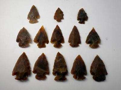13 Chocolate Jasper/Agate Arrowheads