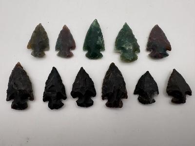 Green & Black Agate/Obsidian Arrowheads