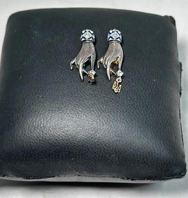 Georgian Era Silver Hand Pendants With Enamel Cuff