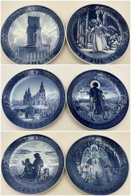 6 Royal Copenhagen Annual Collectible Christmas Plates 