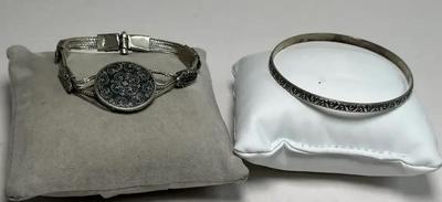 Sterling Bangle & 800 Chain Bracelets