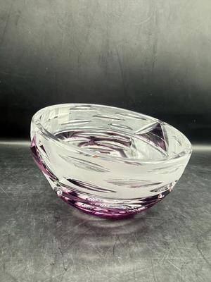 Signed Caesar Crystal Bohemiae Amethyst Cut Crystal Bowl