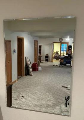 Unframed Mounted Beveled Wall Mirror