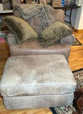 La Z Boy American Home Micro Leather Chair & Ottoman