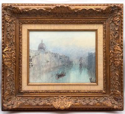 J.M.W. Turner Watercolor Print of Venice, “Sunset Over the Grand Canal” in Gilt Frame