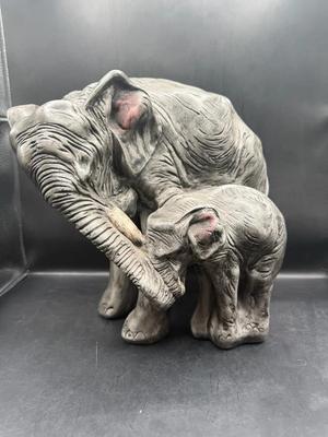 Elephant & Calf Textured Resin Wildlife Sculpture