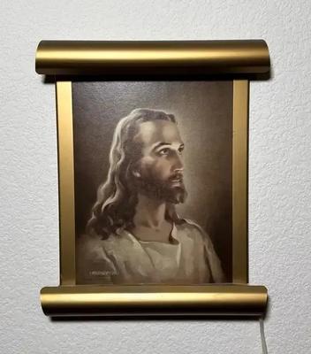 Head Christ Vintage Metal Lighted Art Hanging 