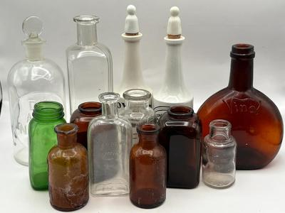 Antique Apothecary & Medicine Glass Bottles