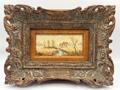 Framed Landscape Oil Painting by French Artist, Louis Peyrat in Gilt Frame
