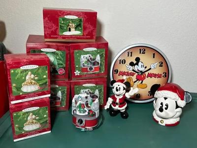 Hallmark Collectible Ornaments & Mickey Santa Decor