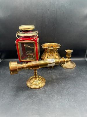 Vintage Brass & Red Metal Items