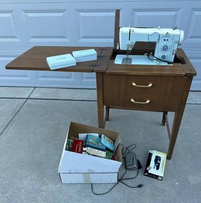 Penncrest Vintage Sewing Machine With Cabinet