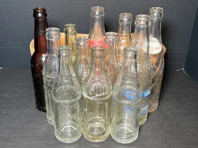 Vintage Soda Bottles & A.G. Szabo Wooden Berry Basket