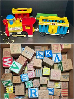 1973 Fisher Price Circus Train 991 & Wooden Letter Blocks