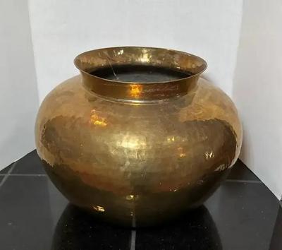 Hammered Brass Large Pot
