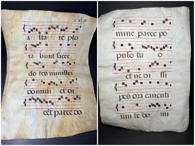 Antique Vellum Antiphonary Leaf Manuscript of Gregorian Chants in Latin #4