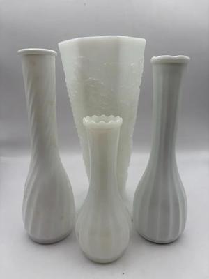 Hoosier Milk Glass Vase & Other Milk Glass Vases