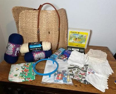 Bag Of Yarn Embroidery & Vintage Linens