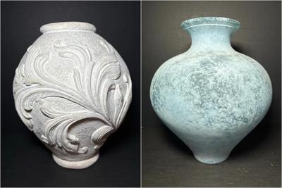 Pair of Large Round Decorative Pots/Vases