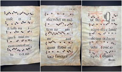 Antique Vellum Antiphonary Leaf Manuscript of Gregorian Chants in Latin #3